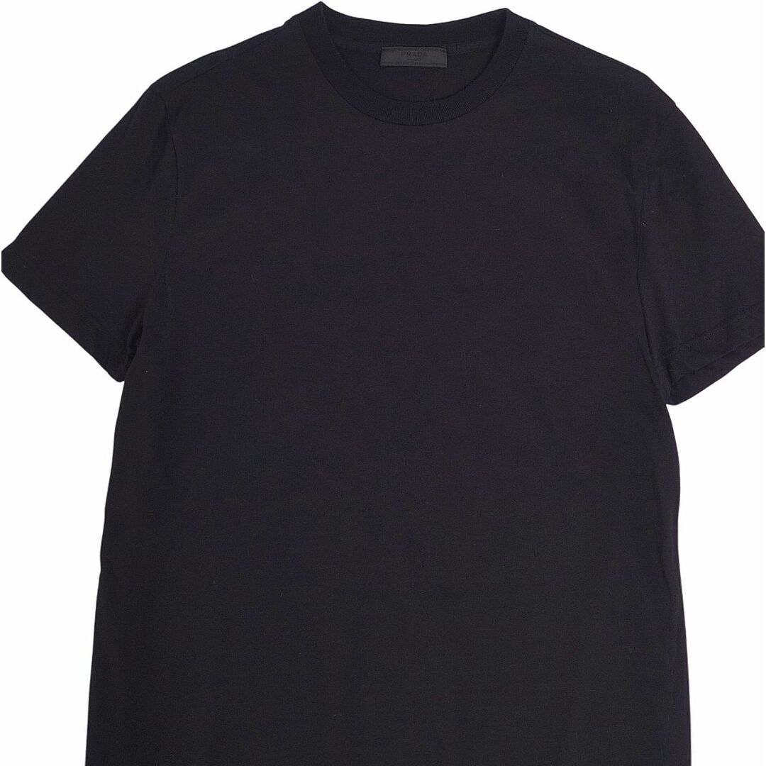 美品 プラダ PRADA Tシャツ カットソー 半袖 ショートスリーブ トライアングル トップス メンズ M ブラック