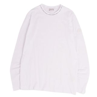 モンクレール(MONCLER)の美品 モンクレール MONCLER Tシャツ カットソー ロングスリーブ クルーネック ロゴ コットン トップス メンズ M ホワイト(Tシャツ/カットソー(半袖/袖なし))