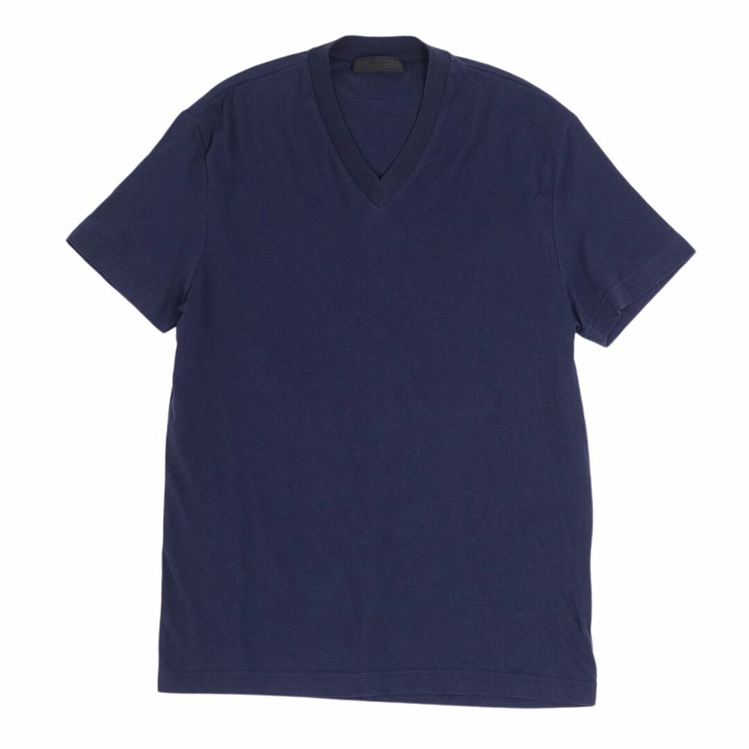 プラダ PRADA Tシャツ カットソー Vネック 半袖 ショートスリーブ トライアングル トップス メンズ XS ネイビー