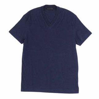 プラダ(PRADA)のプラダ PRADA Tシャツ カットソー Vネック 半袖 ショートスリーブ トライアングル トップス メンズ XS ネイビー(Tシャツ/カットソー(半袖/袖なし))