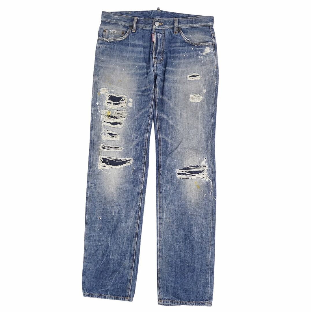 美品 ディースクエアード DSQUARED2 パンツ ロングパンツ デニムパンツ ジーンズ ダメージ加工 ボトムス メンズ 48(M相当) インディゴブルー