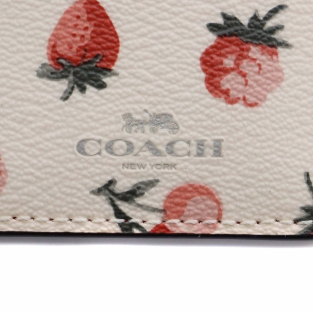 COACH(コーチ)のコーチ パスケース IDケース フルーツ柄 レザー 白 赤 F23679 レディースのファッション小物(名刺入れ/定期入れ)の商品写真