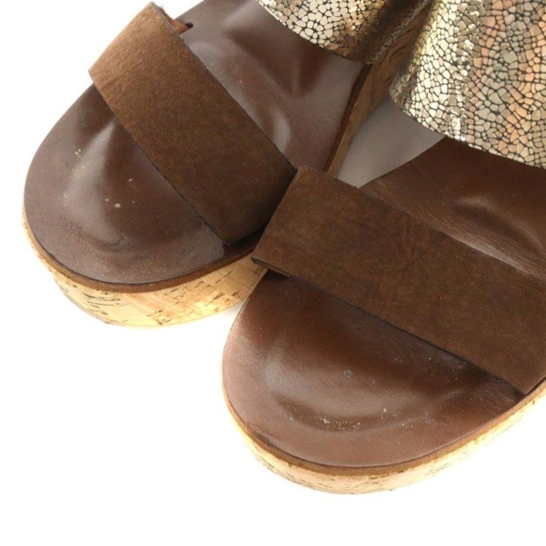 FABIO RUSCONI(ファビオルスコーニ)のファビオルスコーニ サンダル ウェッジソール 35 22.0cm ゴールド色 茶 レディースの靴/シューズ(サンダル)の商品写真