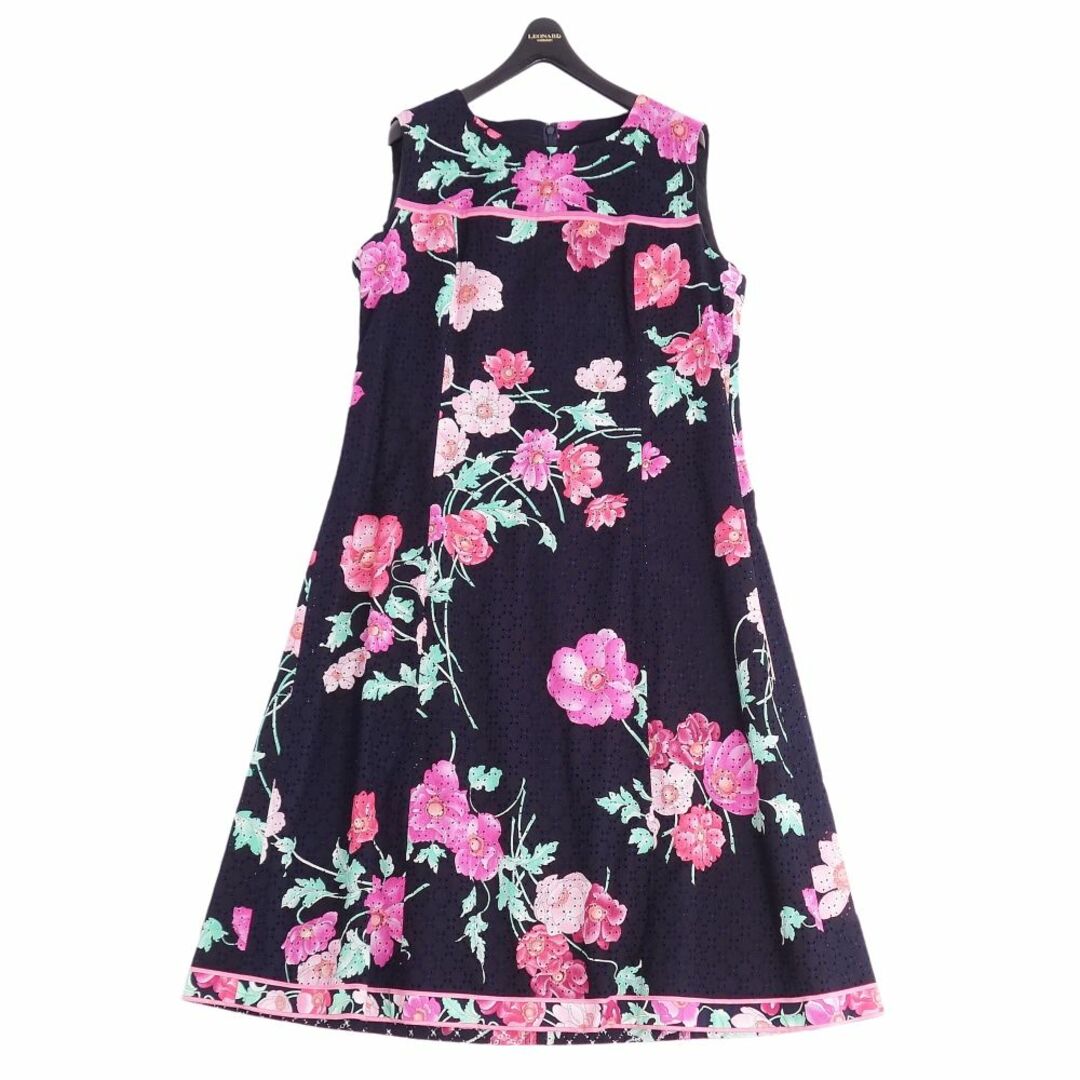 極美品 レオナール LEONARD FASHION ワンピース ノースリーブ 花柄 コットン トップス レディース 42(L相当) マルチカラー | フリマアプリ ラクマ