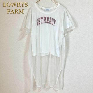 ローリーズファーム(LOWRYS FARM)のローリーズファーム　M　レディース　シアーレイヤードTシャツ　ショート　ホワイト(Tシャツ(半袖/袖なし))