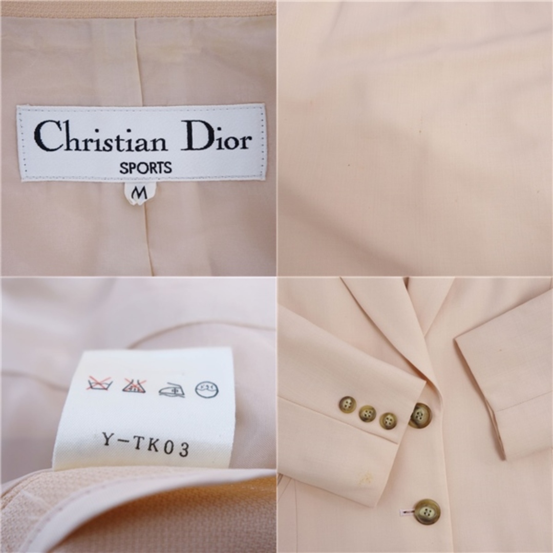 Christian Dior(クリスチャンディオール)のVintage クリスチャンディオール Christian Dior セットアップ スカートスーツ ウール ジャケット スカート レディース M ベージュ レディースのフォーマル/ドレス(スーツ)の商品写真