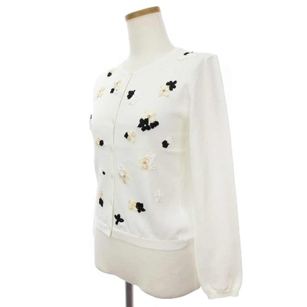 トッカ 長袖 ニット カーディガン リボン装飾 フラワー 白 ホワイト系 XS