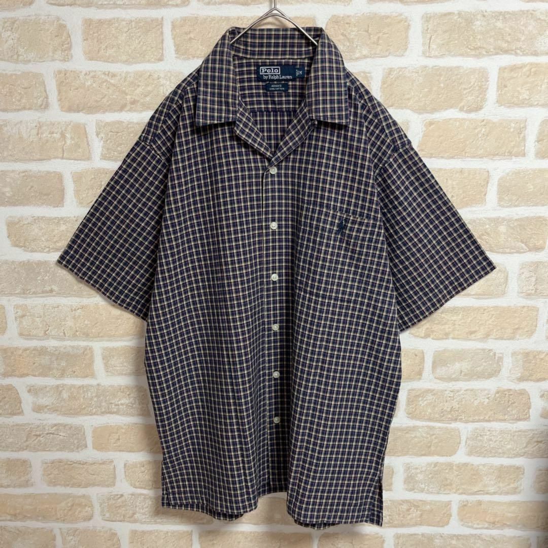 90s POLO RALPH LAUREN オープンカラーシャツ ADAMS M