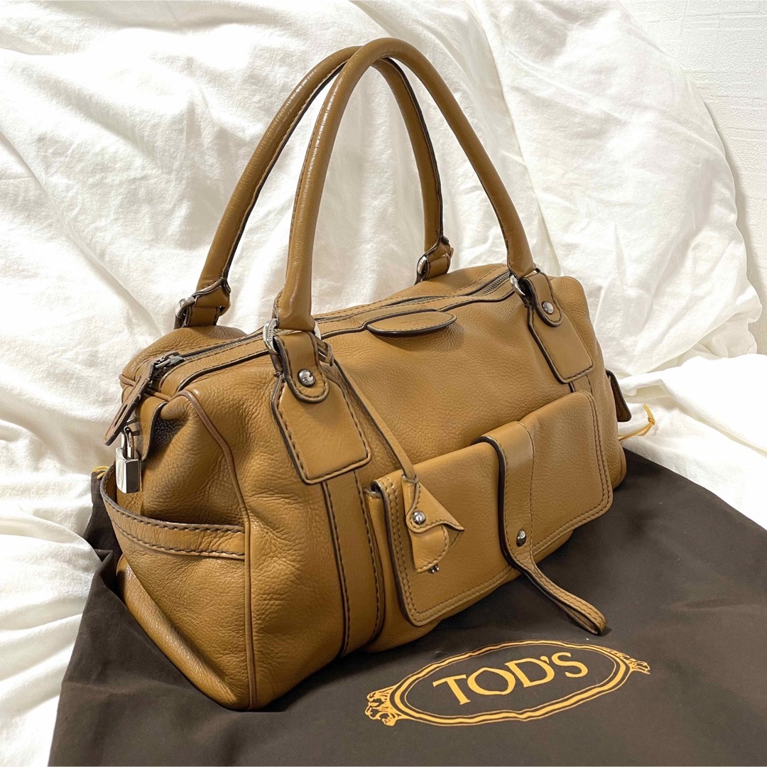 TOD'S - 【TOD'S】南京錠 本革ミニボストンバッグ キャメルブラウン