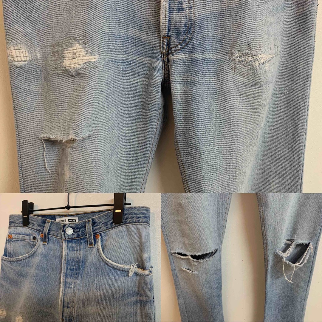 RE/DONE × LEVI'S USA製 ダメージ再構築 デニムパンツ 25-