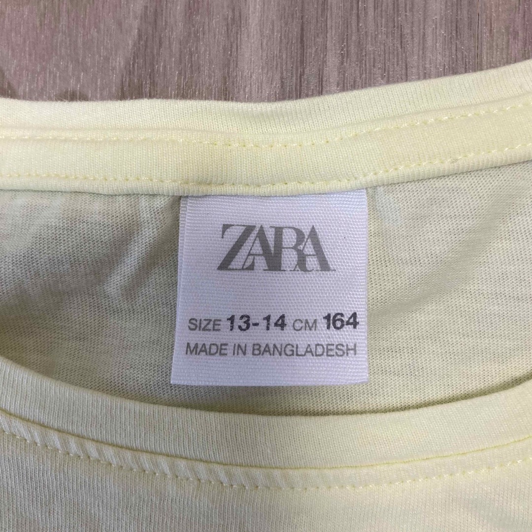 ZARA(ザラ)のZARA 半袖Tシャツ　イエロー キッズ/ベビー/マタニティのキッズ服女の子用(90cm~)(Tシャツ/カットソー)の商品写真