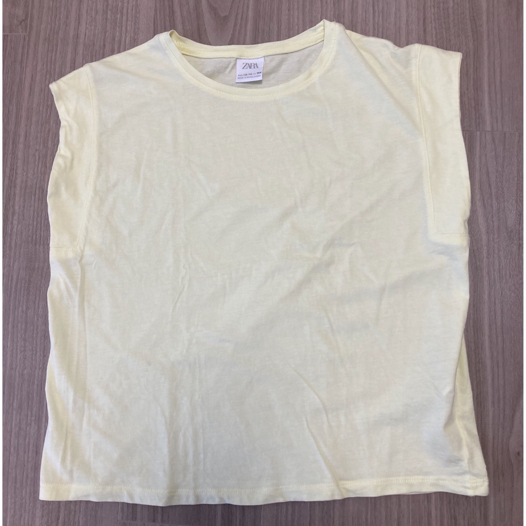 ZARA(ザラ)のZARA 半袖Tシャツ　イエロー キッズ/ベビー/マタニティのキッズ服女の子用(90cm~)(Tシャツ/カットソー)の商品写真