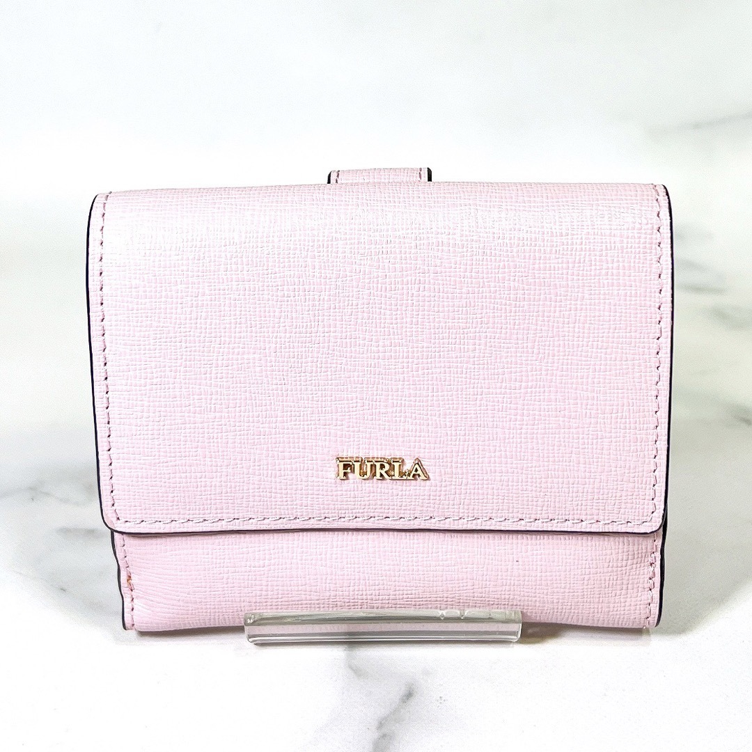 未使用品 FURLA 二つ折り財布 ピンク レザー 218