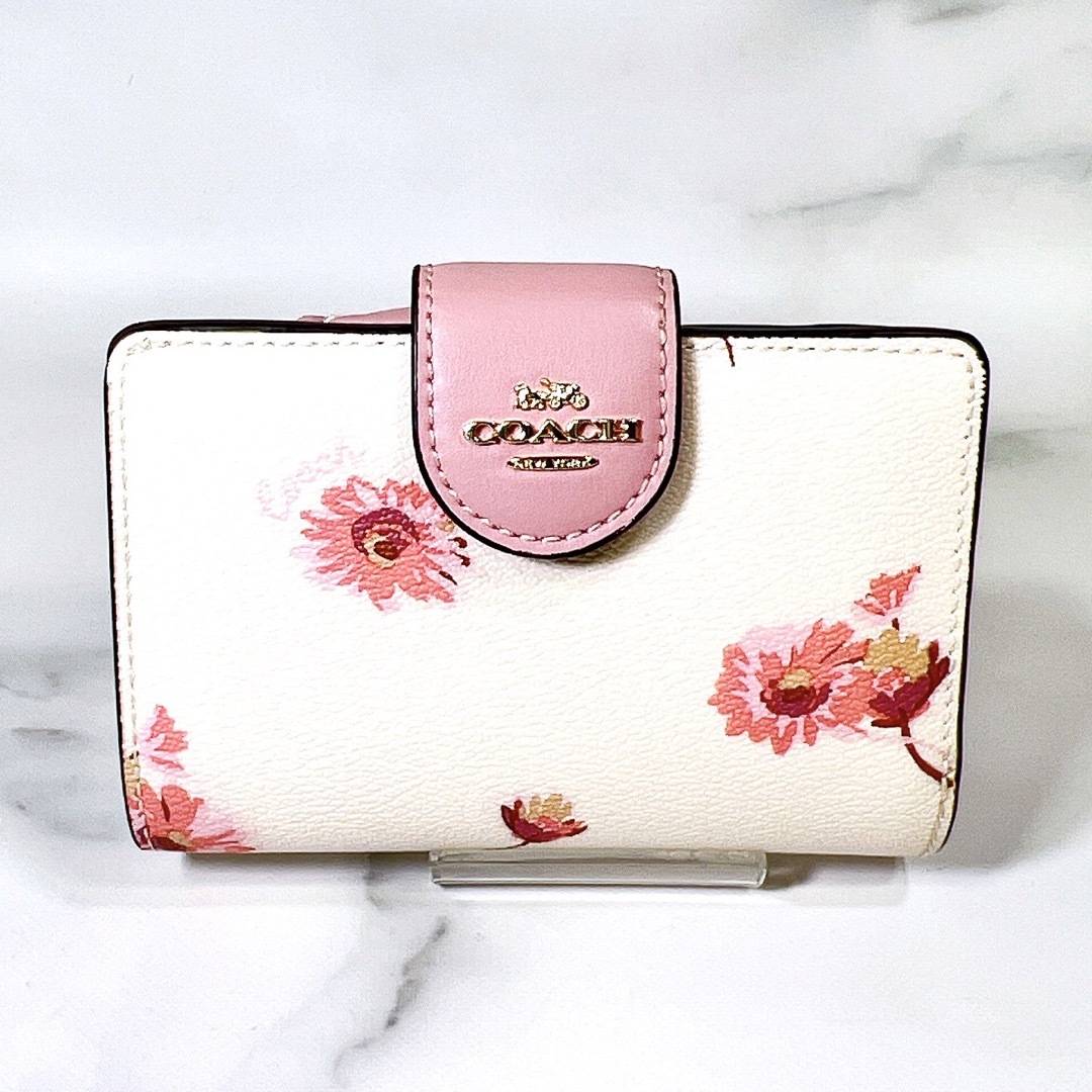 coach コーナー ジップ ウォレット フローラル チョーク