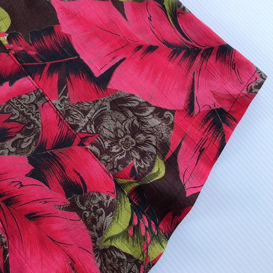 PANAMA BOY(パナマボーイ)のused レトロ 赤系 花柄 ブラウス 古着 ヴィンテージ vintage レディースのトップス(シャツ/ブラウス(半袖/袖なし))の商品写真