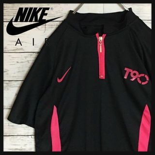 ナイキ(NIKE)の【美品】ナイキ　ハーフジップスポーツTシャツ　人気黒ピンク　XL F378(Tシャツ(半袖/袖なし))