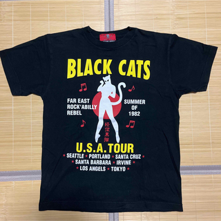 バウンティハンター(BOUNTY HUNTER)のCREAM SODA PINK DRAGON BLACK CATS tシャツ s(Tシャツ/カットソー(半袖/袖なし))