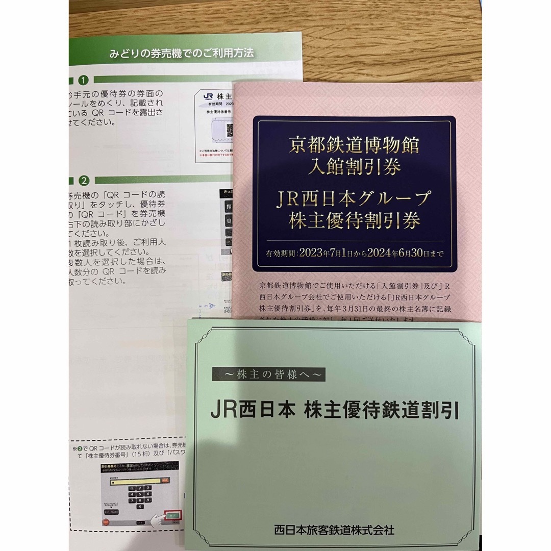 ＪＲ西日本株主優待鉄道割引券1枚