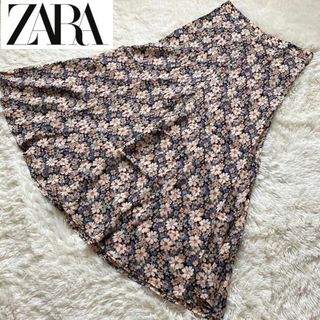 ザラ(ZARA)の【美品】ZARA ロングスカート フレア 花柄(ロングスカート)