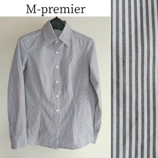 エムプルミエ(M-premier)のM - premier(m.i.d) 長袖ブラウス (白色・灰色・ストライプ柄)(シャツ/ブラウス(長袖/七分))