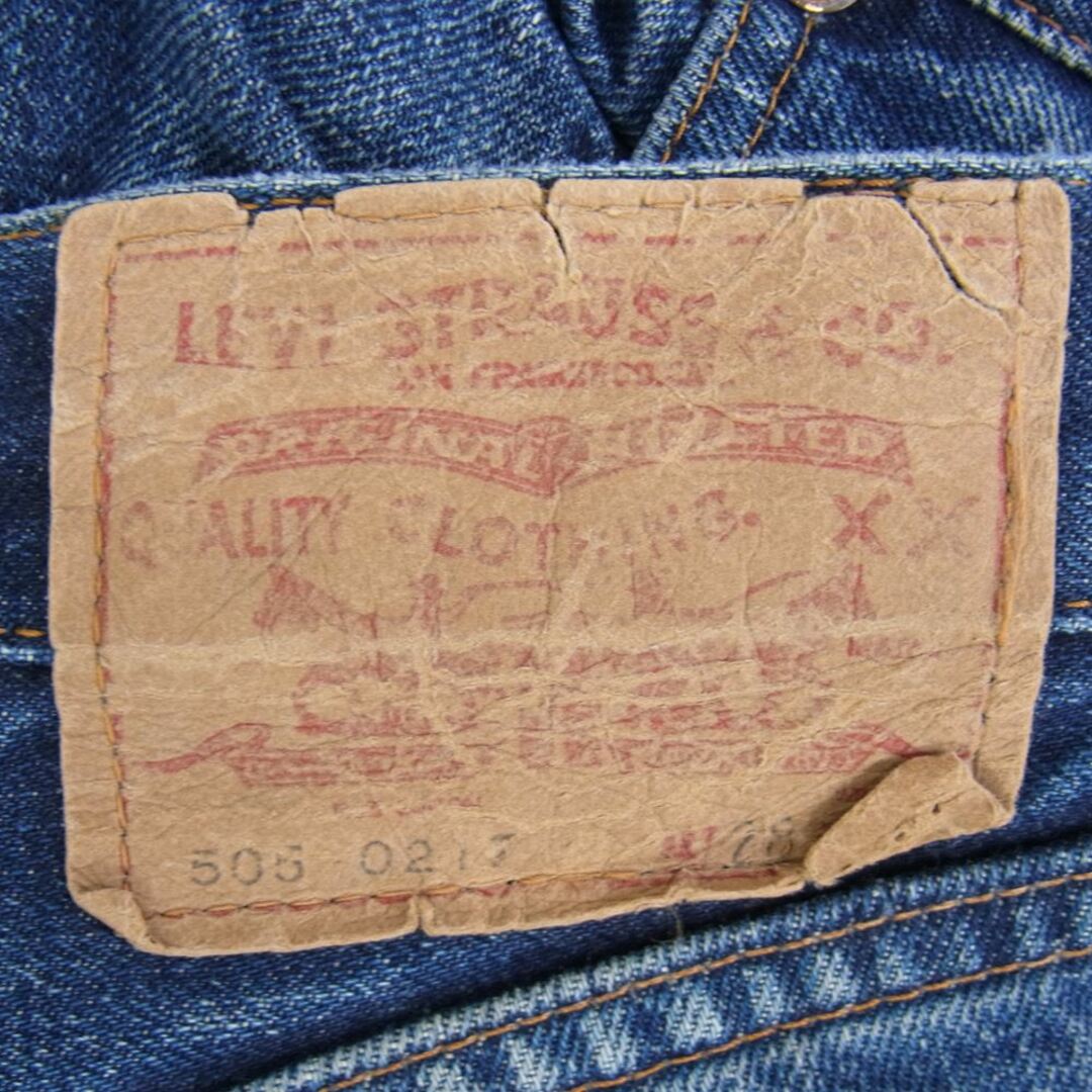 約76cmもも幅Levi's リーバイス ヴィンテージ オリジナル 505 BIG E 刻印4 TALON42 紙パッチ有 裾チェーンステッチ オリジナル デニム パンツ インディゴブルー系 28