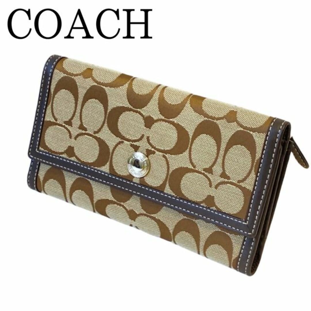 COACH - 【未使用】COACH コーチ 三つ折り 長財布 シグネチャー カーキ