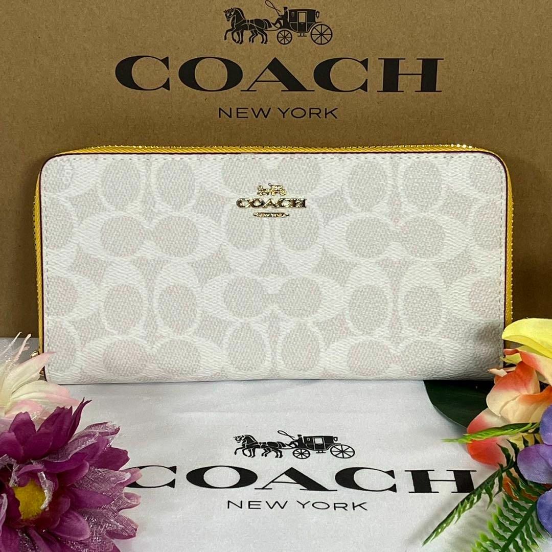 新品 未使用 coach コーチ 長財布 イエロー 黄色 メンズ レディース