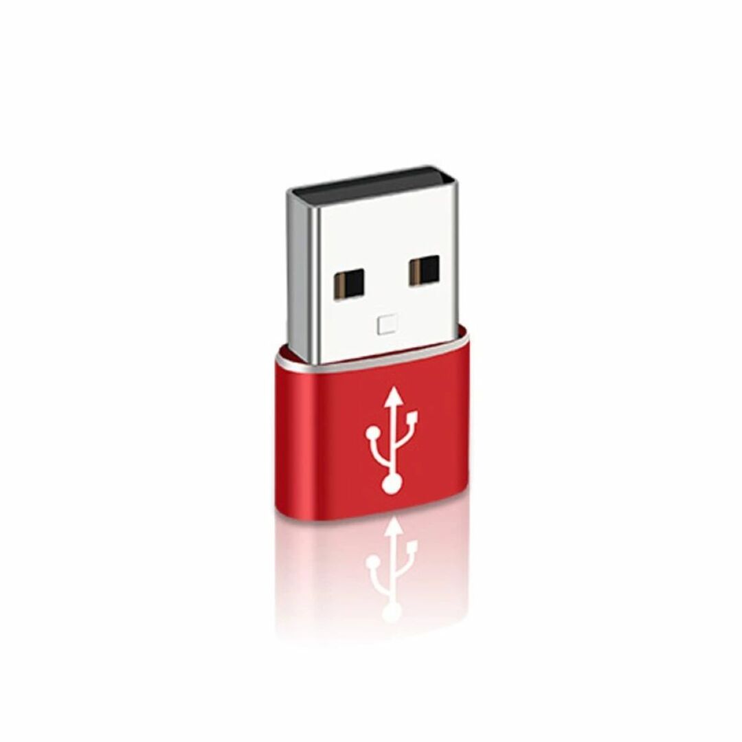 USB ⇒ type C 変換 アダプタ スマホ タブレット パソコン 赤 スマホ/家電/カメラのPC/タブレット(PC周辺機器)の商品写真