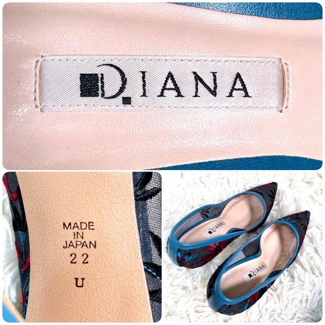 スノーブルー 極美品✨ DIANA 花柄レース刺繍 マルチシースルー