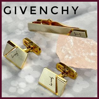 良品 GIVENCHY 2271 ロゴ ネクタイピン シルバー×ゴールド