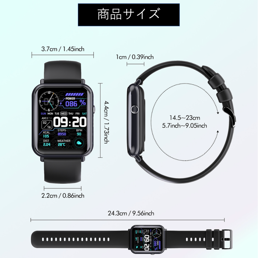 大容量340mAh スマートウォッチ 1.69インチ 大画面　グレーホワイト メンズの時計(腕時計(デジタル))の商品写真