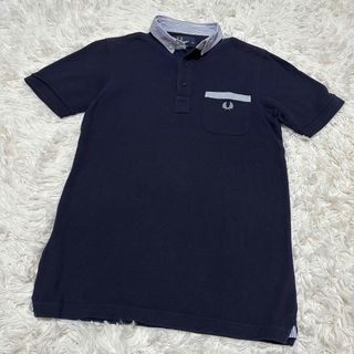 フレッドペリー(FRED PERRY)のFRED PERRY フレッドペリー ポロシャツ　ロゴ　襟ストライプ　ネイビー(ポロシャツ)