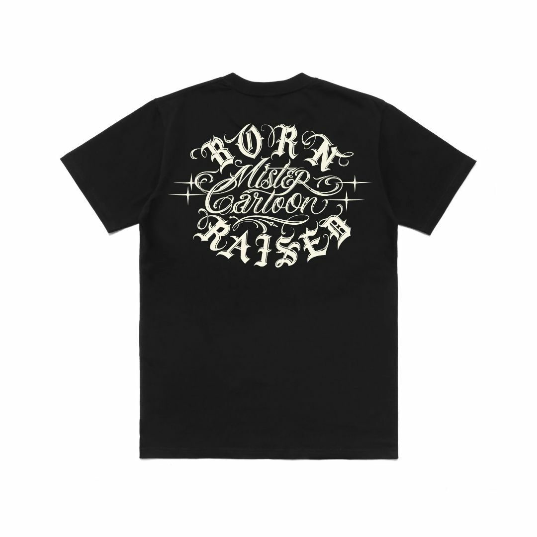 ヘルMC BORN RAISED SCRIPT ROCKER TEE BLACK 黒