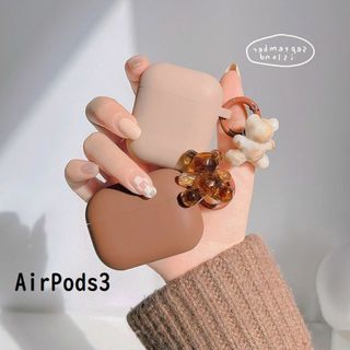 AirPods3 ★ブラウン★ ベア くま クマ くすみ チャーム ケース(その他)