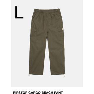 ステューシー(STUSSY)のSTUSSY ripstop cargo beach pant オリーブ L(ワークパンツ/カーゴパンツ)