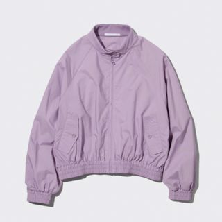 ユニクロ(UNIQLO)のユニクロ UNIQLO コットンショートブルゾン　M パープル(ブルゾン)