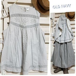 オールドネイビー(Old Navy)の🍿OLD NAVY/レース刺繍が可愛いノースリーブブラウス sizeＬ(シャツ/ブラウス(半袖/袖なし))