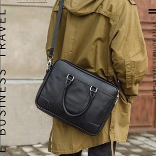 新品】高級感・ビジネスバッグ トートバック メンズ レザー 黒の通販 ...