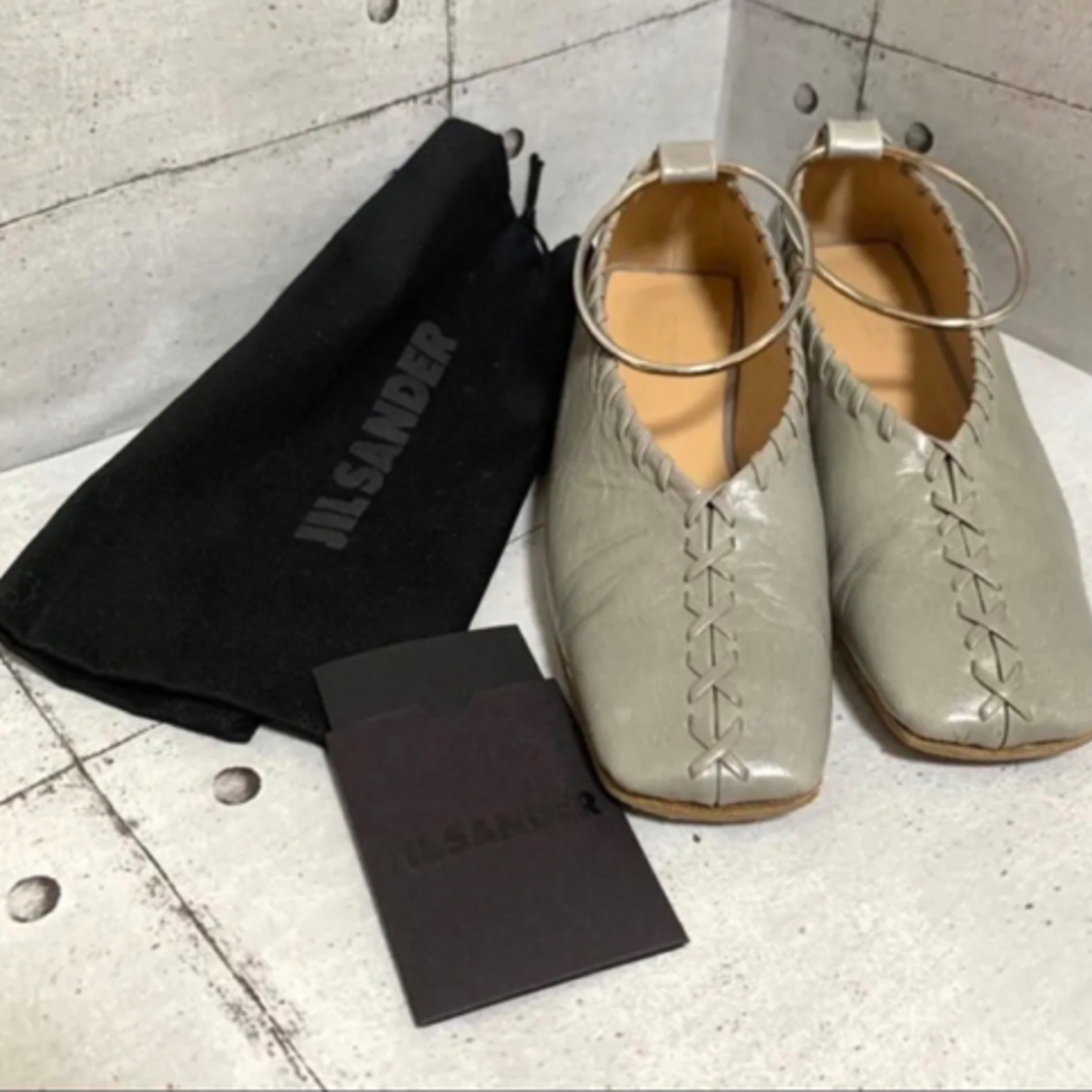 正規 JIL SANDER ジルサンダー アンクレット バレエシューズ黒36