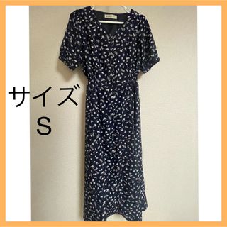 マジェスティックレゴン(MAJESTIC LEGON)の花柄　ワンピース　マジェスティックレゴン　ネイビー(ロングワンピース/マキシワンピース)