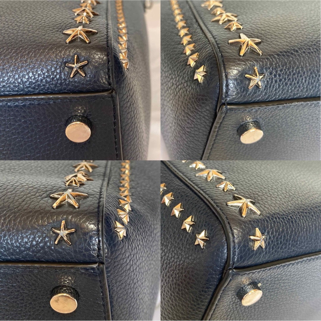 【極美品】JIMMY CHOO DEELAN ネイビー スタッズ トートバッグ