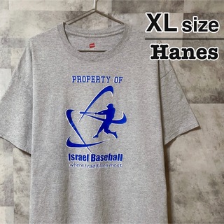 ヘインズ(Hanes)のHanes　Tシャツ　XL　グレー　ベースボール　野球　プリント　USA古着(Tシャツ/カットソー(半袖/袖なし))