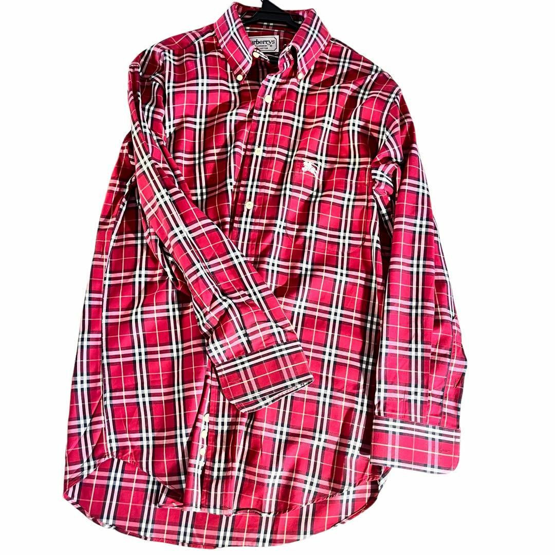 通常在庫品 美品 バーバリーズ ノバチェック ボタンダウン ホースロゴ