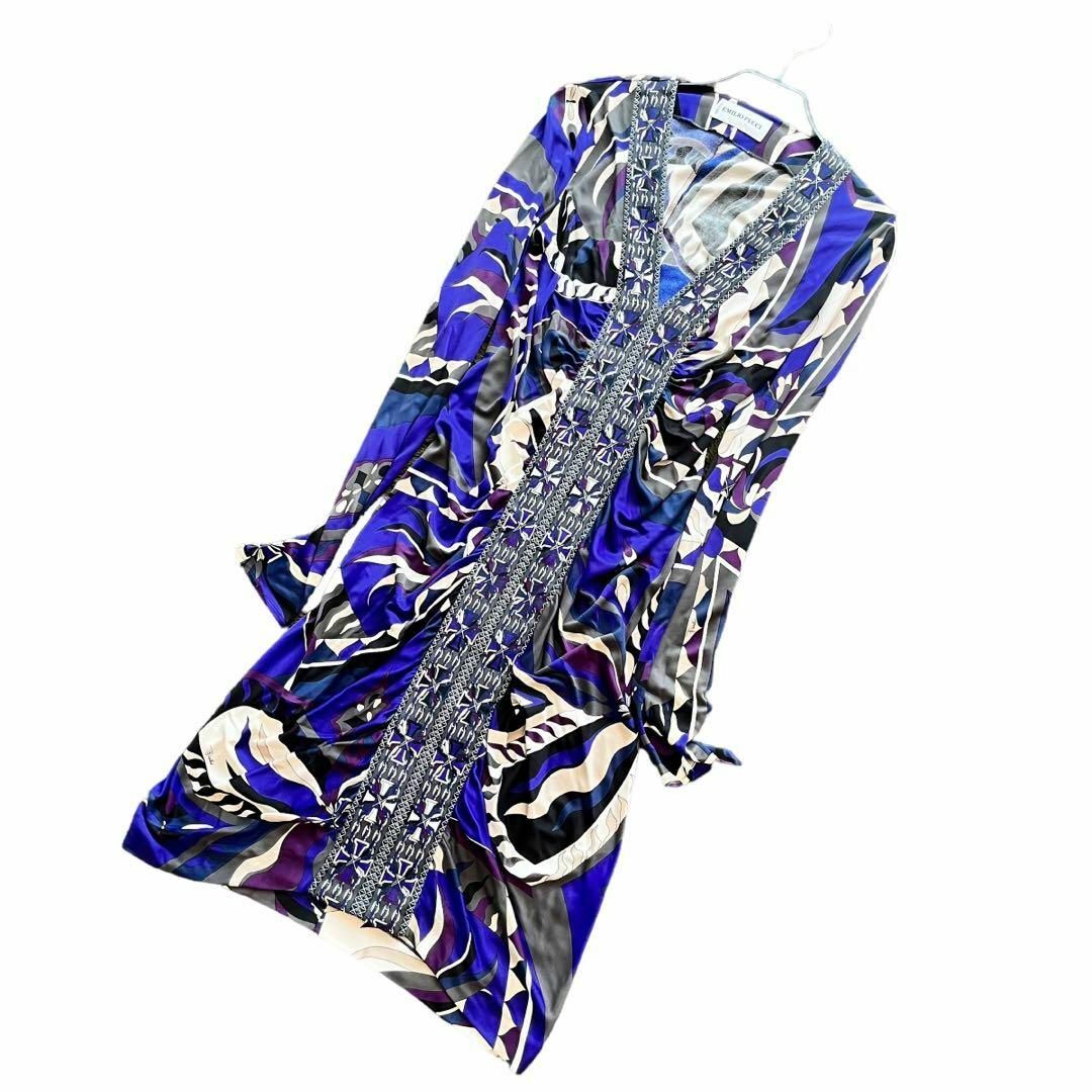 Emilio Pucci タイト ワンピース S 膝下丈 ブルー ストレッチ - ひざ丈