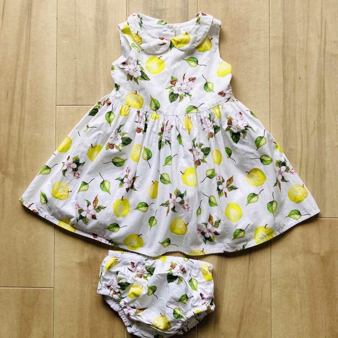 NEXT(ネクスト)のnext 92cm ふんわりワンピース　青リンゴ柄 キッズ/ベビー/マタニティのキッズ服女の子用(90cm~)(ワンピース)の商品写真