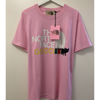 グッチ Tシャツ バックロゴ 半袖 ダメージ加工 クルーネック 丸首 S ピンク