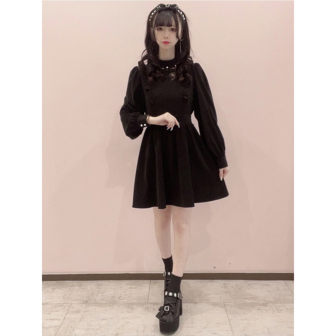 Ank Rouge☆最新☆新品☆レースアップフリルワンピ☆ブラック☆