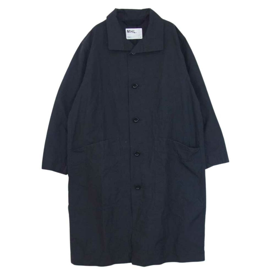 約103cm身幅MARGARET HOWELL マーガレットハウエル 596-2110502 MHL. PROOFED COTTON POPLIN ステンカラー ロング コート ネイビー系 S