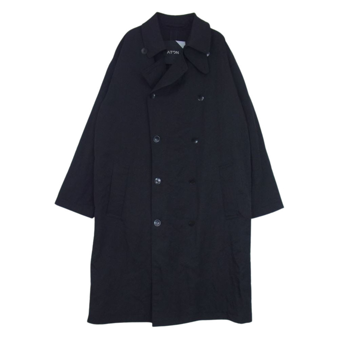 エイトン ATON SHRINK NYLON NY TRENCH COAT シュリンク ナイロン トレンチコート ブラック系 04