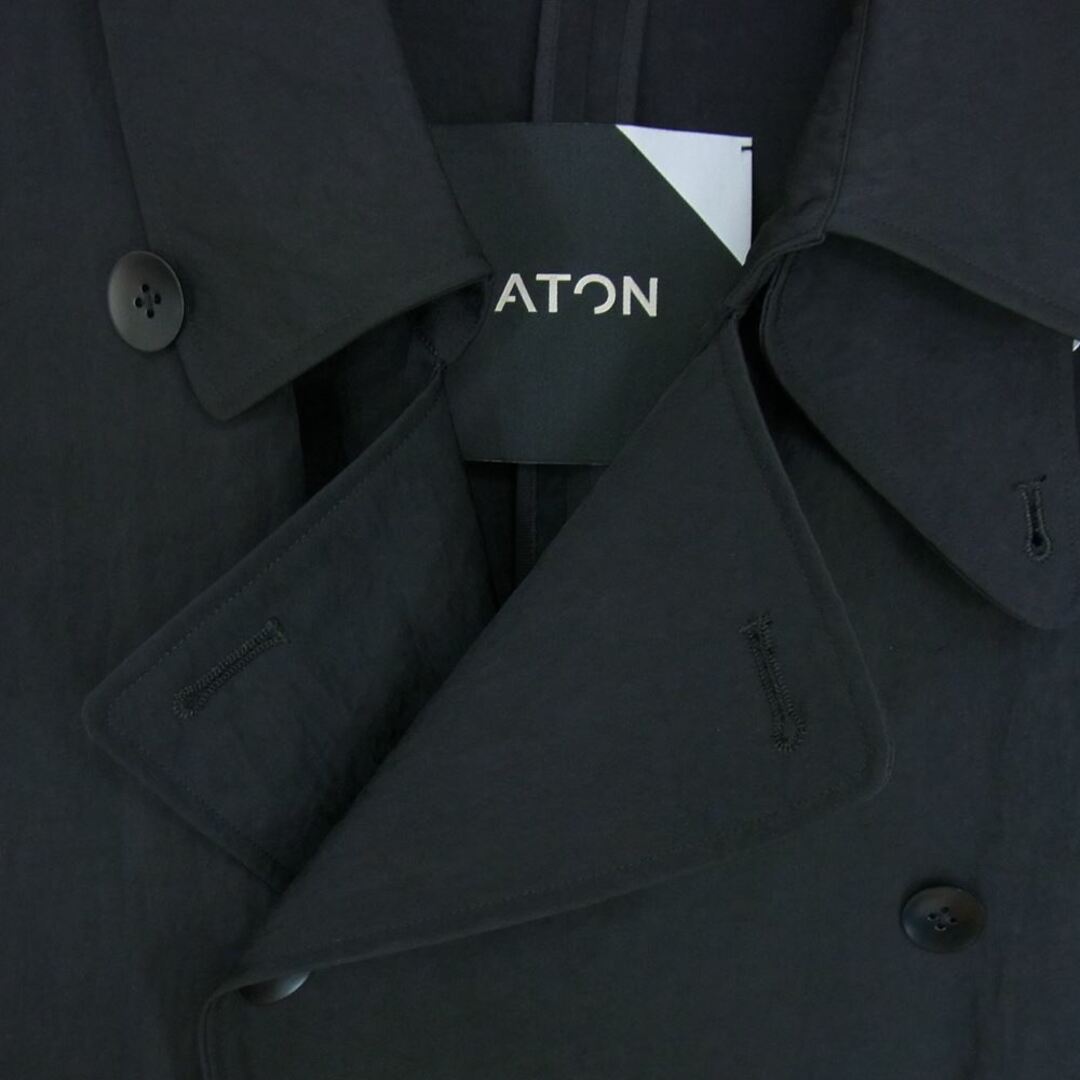 エイトン ATON SHRINK NYLON NY TRENCH COAT シュリンク ナイロン トレンチコート ブラック系 04